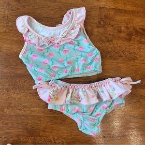 Sweethoney blue pink floral two piece bikini swim size 3T